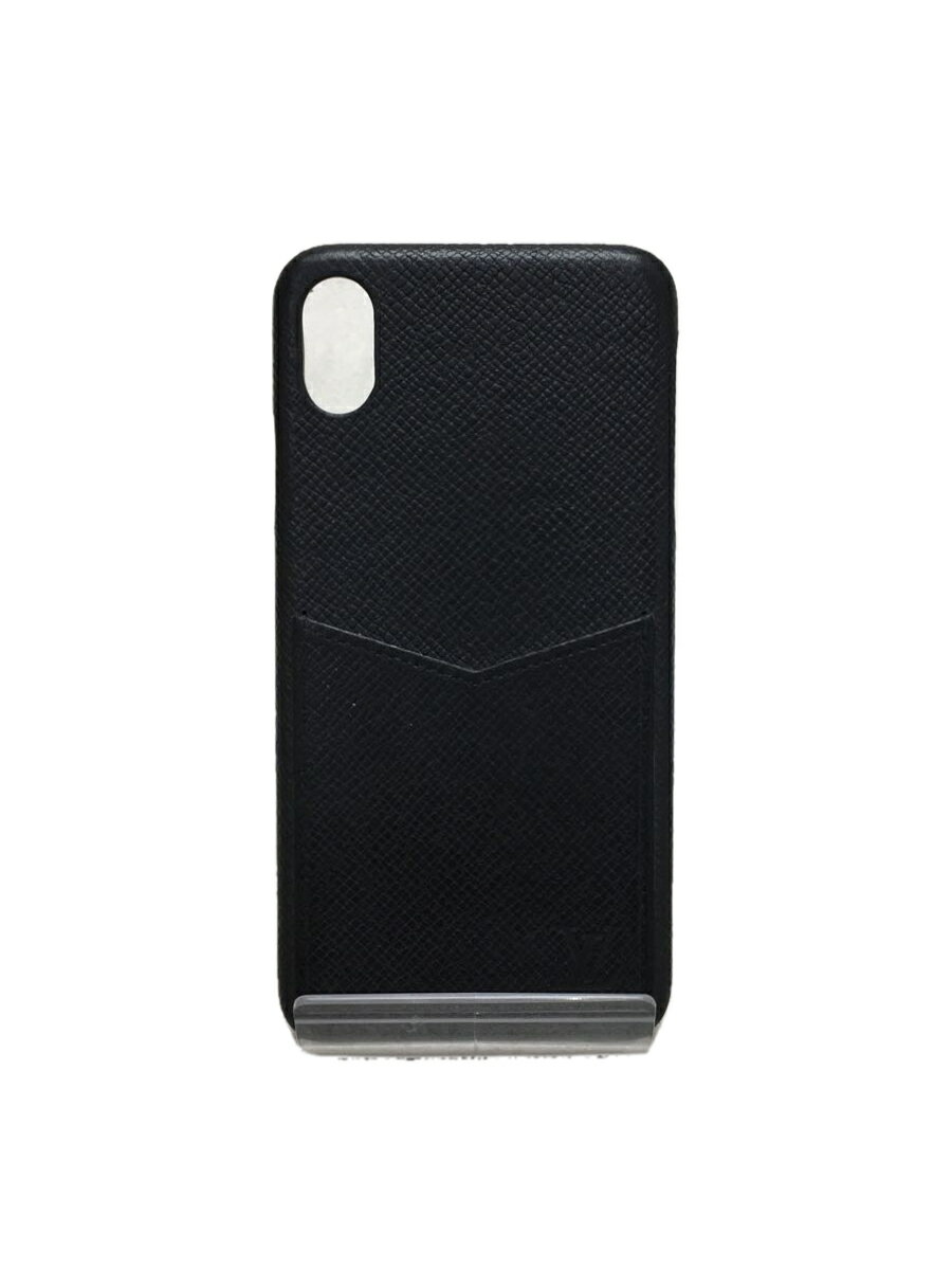 【中古】LOUIS VUITTON◆IPHONE・バンパーXSMAX_タイガ/牛革/BLK/M30225/XS MAX【服飾雑貨他】