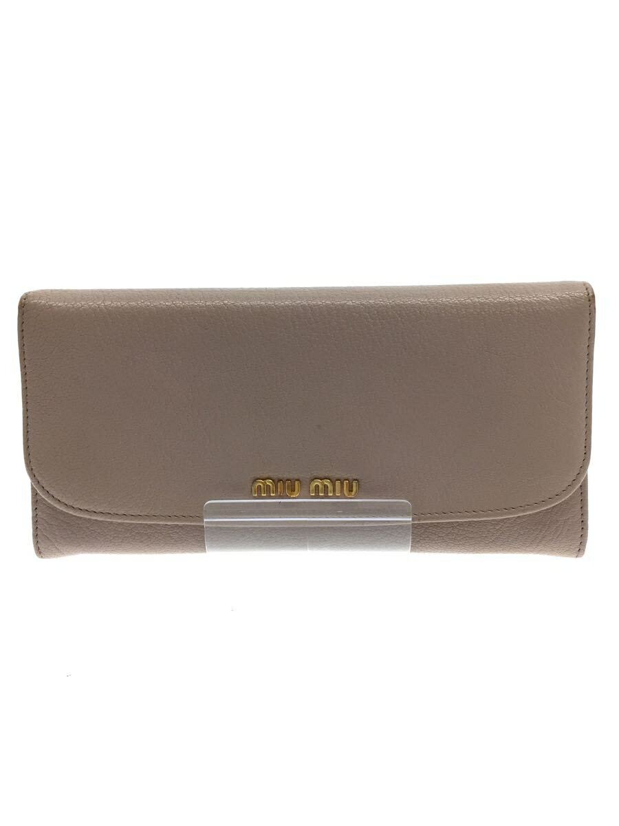 【中古】MIU MIU◆長財布/レザー/PNK/