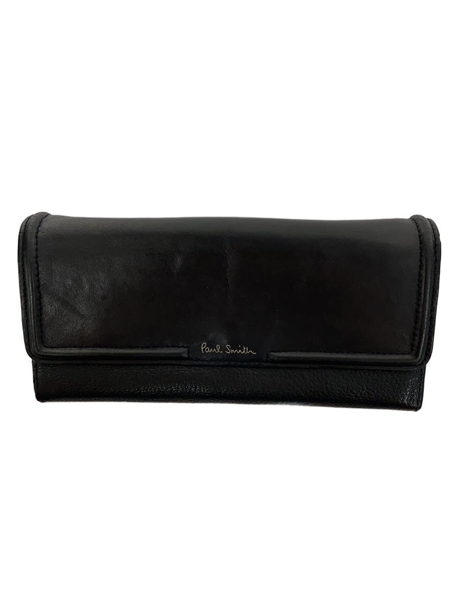 【中古】Paul Smith◆長財布/レザー/BLK/無地/メンズ【服飾雑貨他】