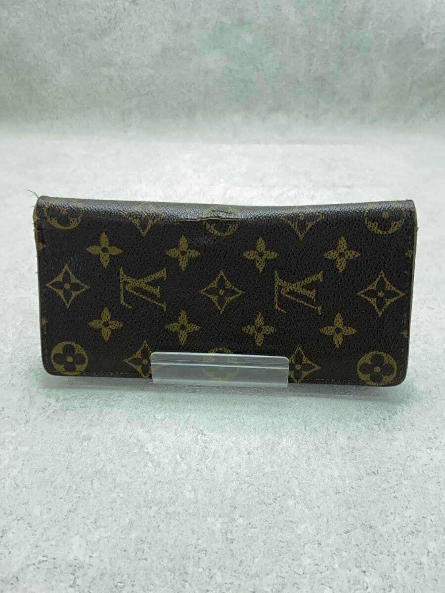 【中古】LOUIS VUITTON◆ポルト・フォイユ・ブラザ_モノグラム・キャンバス_BRW/PVC/BRW/総柄/メンズ【服飾雑貨他】