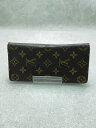 【中古】LOUIS VUITTON◆ポルト・フォイユ・ブラザ_モノグラム・キャンバス_BRW/PVC/BRW/総柄/メンズ【服飾雑貨他】