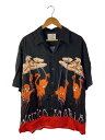 【中古】The Guilty Parties◆NECKFACE/半袖シャツ/XL/レーヨン/BLK/総柄【メンズウェア】(4)