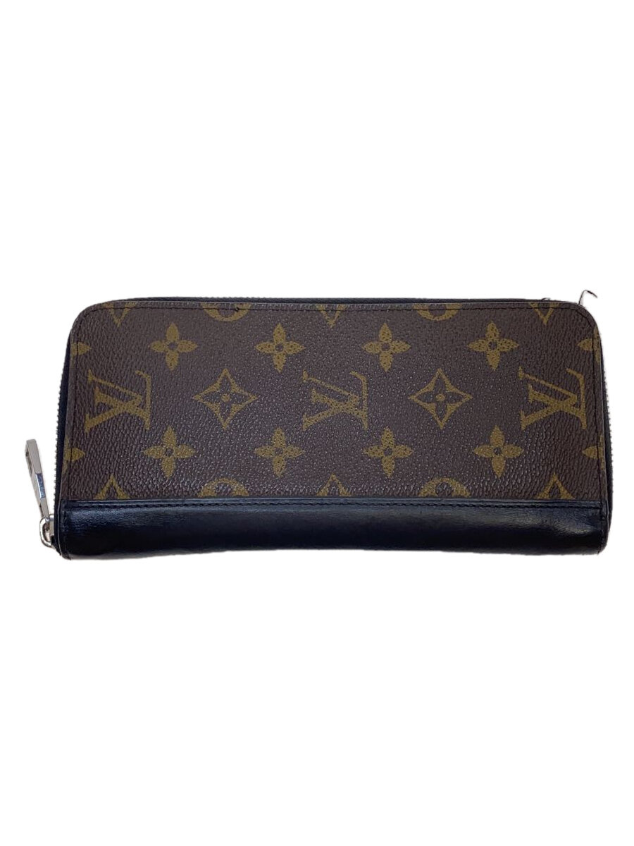 【中古】LOUIS VUITTON◆ジッピー・ウォレット・ヴェルティカル_モノグラム・マカサー_BRW/PVC/BRW/メンズ【服飾雑貨他】