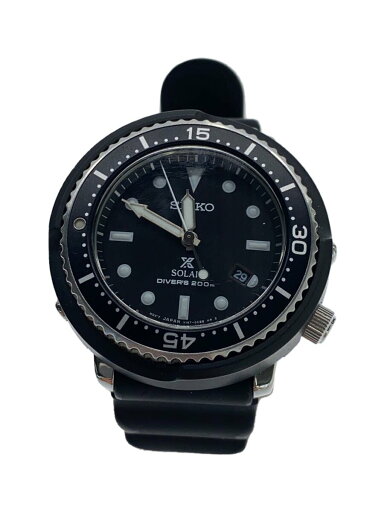 【中古】SEIKO◆ソーラー腕時計/アナログ/ラバー/BLK/BLK/V147-0CA0//【服飾雑貨他】 【中古】SEIKO◆ソーラー腕時計/アナログ/ラバー/BLK/BLK/V147-0CA0//【服飾雑貨他】
