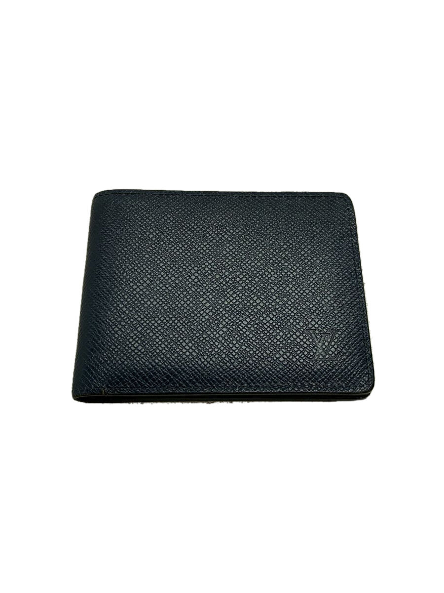 【中古】LOUIS VUITTON◆ポルト・フォイユ・ミュルティプル_タイガ_NVY/牛革/NVY/メンズ【服飾雑貨他】