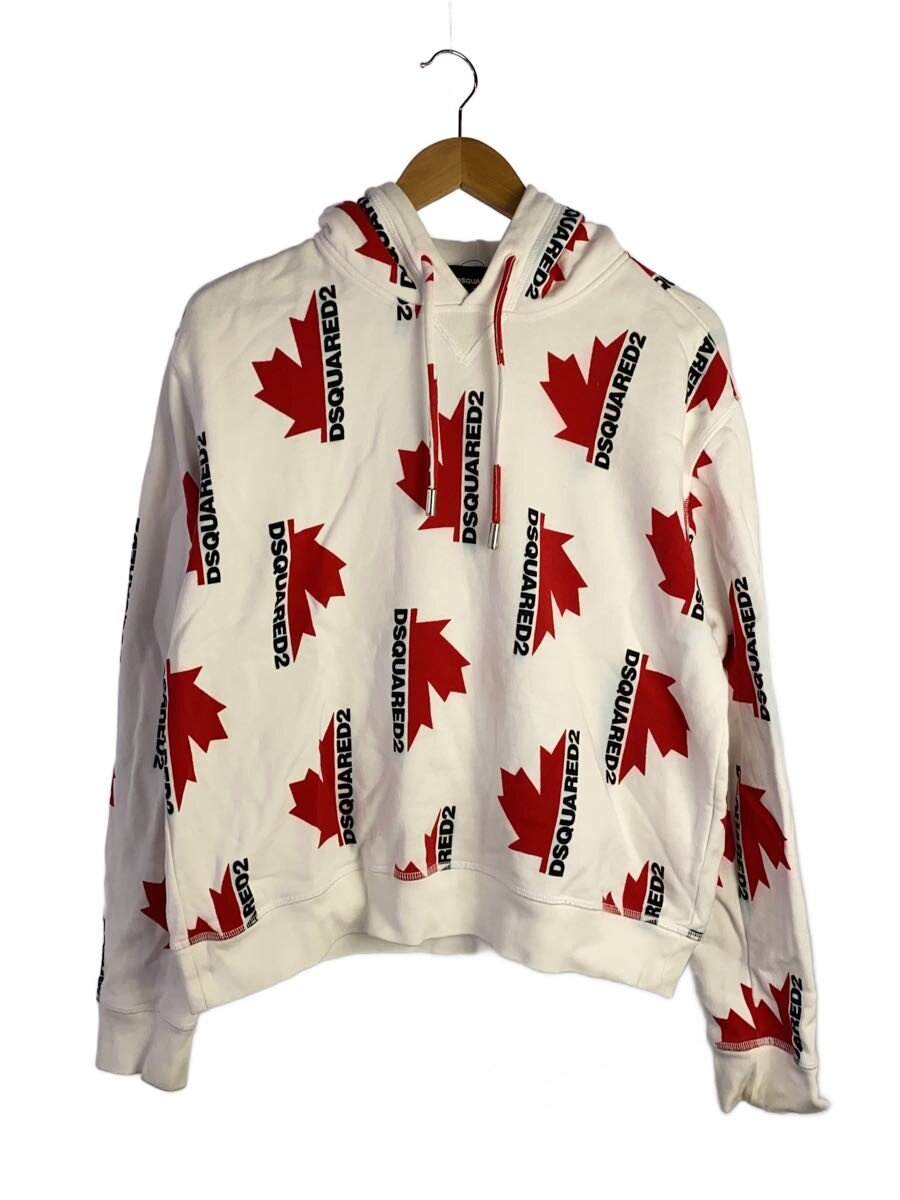 【中古】DSQUARED2◆パーカー/XS/コットン/WHT/総柄/S75GU0279 S25449【メンズウェア】