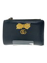 【中古】GUCCI◆GGマーモットリボンウォレット/2つ折り財布/レザー/BLK/レディース/524300//【服飾雑貨他】