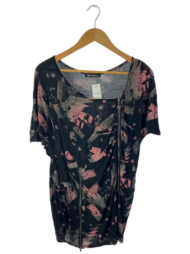 【中古】HYSTERIC GLAMOUR◆半袖カットソー/FREE/レーヨン/BLK/総柄/0101CT08【レディースウェア】 【中古】HYSTERIC GLAMOUR◆半袖カットソー/FREE/レーヨン/BLK/総柄/0101CT08【レディースウェア】