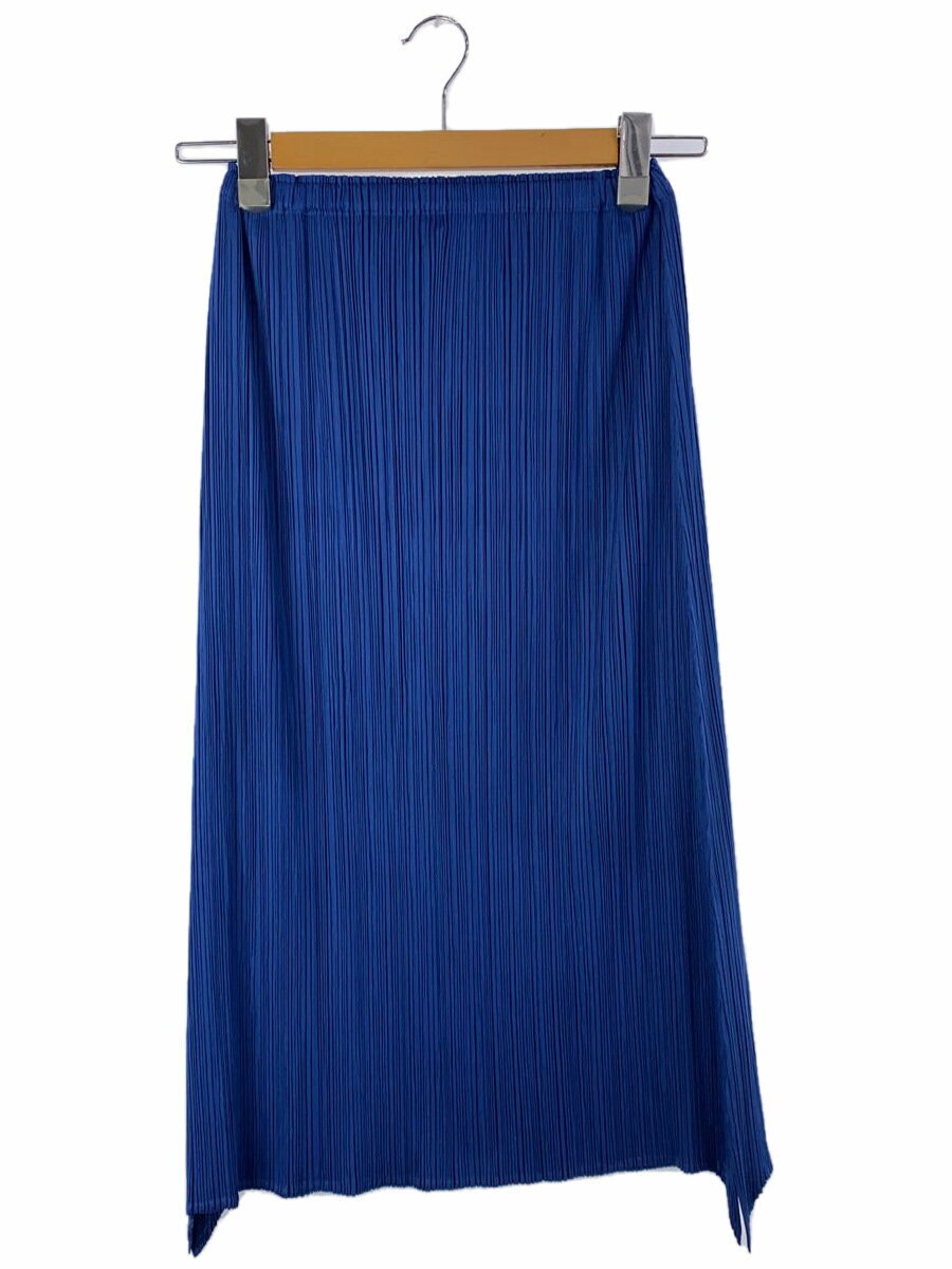【中古】PLEATS PLEASE ISSEY MIYAKE◆ロングスカート/--/ポリエステル/BLU/無地/PP43-JG106【レディースウェア】