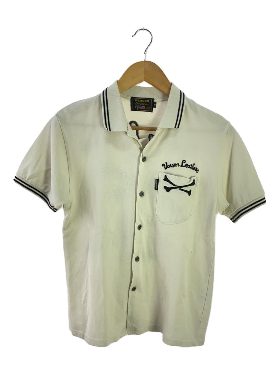 【中古】VANSON◆半袖シャツ/M/コットン/WHT/無地【メンズウェア】