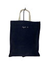 【中古】agnes b.◆縦型スクエアトート/トートバッグ/キャンバス/BLK【バッグ】