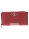 【中古】PRADA◆長財布/レザー/RED/レディース【服飾雑貨他】
