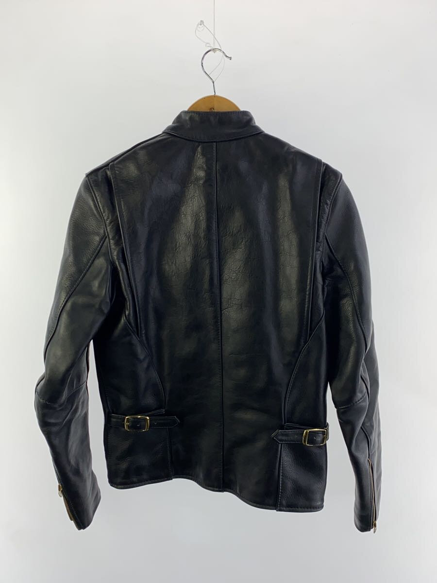 【中古】VANSON◆シングルライダースジャケット/USA製/TALONジップ/34/レザー/BLK/無地【メンズウェア】