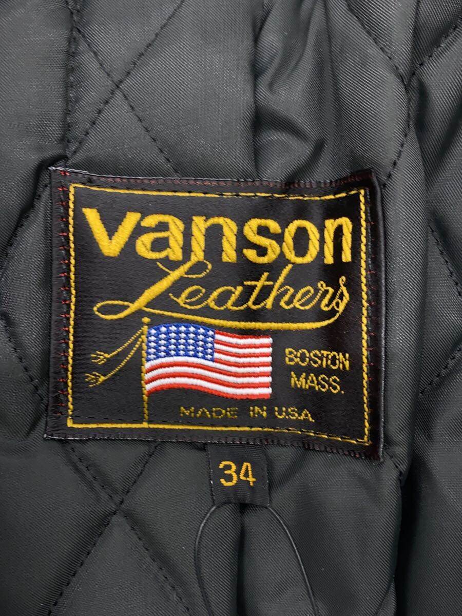 【中古】VANSON◆シングルライダースジャケット/USA製/TALONジップ/34/レザー/BLK/無地【メンズウェア】