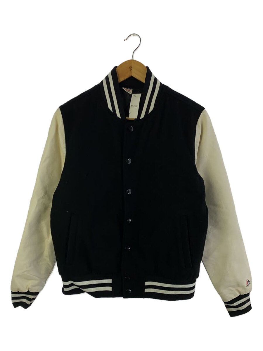 【中古】Majestic◆マジェスティック/ウール×レザー切替/スタジャン/S/ウール/BLK/無地/CM23-MC-9F01【メンズウェア】