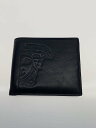 【中古】VERSACE◆2つ折り財布/レザー/BLK/無地/メンズ【服飾雑貨他】