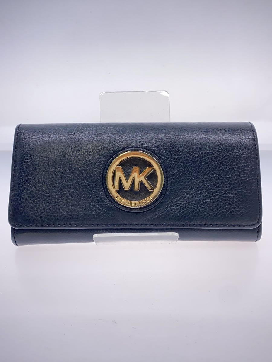 【中古】MICHAEL KORS◆長財布/レザー/BLK/無地/レディース/35F0GFTE1L【服飾雑貨他】