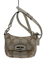 【中古】COACH◆ショルダーバッグ_クリスティン_シグネチャーサティーン_ベージュ/キャンバス【バッグ】