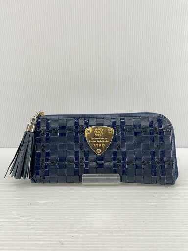 【中古】ATAO◆長財布/レザー/NVY/レディース/L字ファスナー/編み【服飾雑貨他】 【中古】ATAO◆長財布/レザー/NVY/レディース/L字ファスナー/編み【服飾雑貨他】