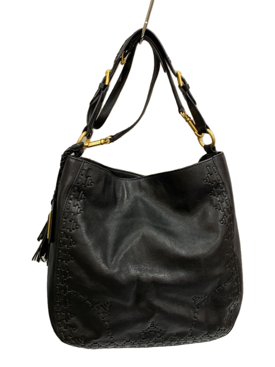 【中古】LAUREN RALPH LAUREN◆ショルダーバッグ/レザー/BLK【バッグ】