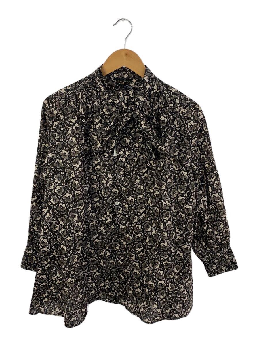 【中古】Hug O War◆長袖ブラウス/FREE/コットン/BLK/花柄/ST-L1162【レディースウェア】