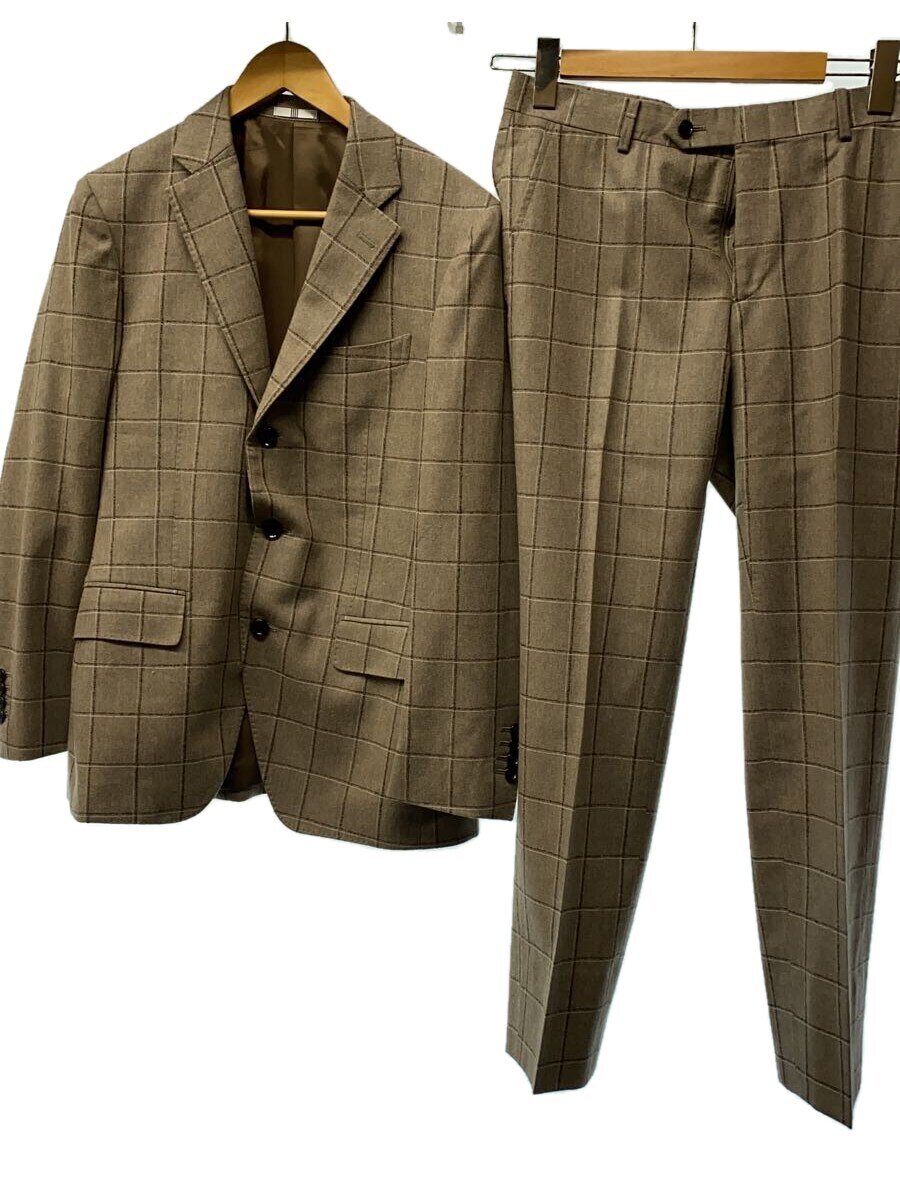 【中古】SUIT SELECT◆セットアップ/A4/ウール/BRW/チェック/SLJ1816/右下裾 白い汚れ有【メンズウェア】