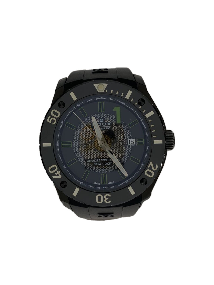 【中古】EDOX◆クロノオフショアプロフェッショナル/自動巻腕時計/ラバー/BLK/BLK/SS/80088-3-NV2/? NULL ?【服飾雑貨他】