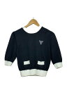 【中古】PRADA◆23ss/クロップドニット/ニット・セーター/36/コットン/ブラック/無地/P24I1R S212【レディースウェア】