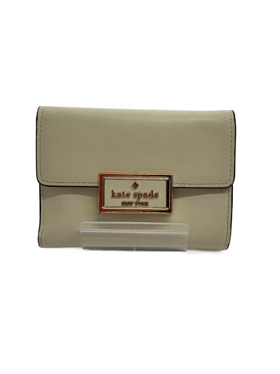 【中古】kate spade new york◆3つ折り財布/レザー/WHT/無地/レディース【服飾雑貨他】