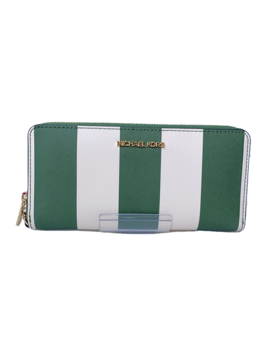 【中古】MICHAEL KORS◆長財布/PVC/GRN/ストライプ/レディース/35S4GTVE7R【服飾雑貨他】