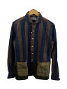 【中古】KENNETH FIELD◆長袖シャツ/S/コットン/NVY/ストライプ【メンズウェア】