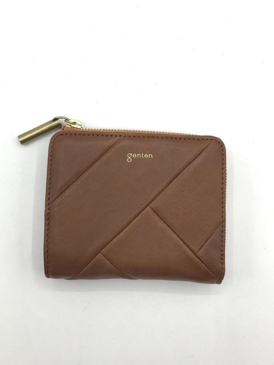 【中古】GENTEN◆パティ/つ折り財布/羊革/BRW/レディース/43862/多少の使用感有【服飾雑貨他】