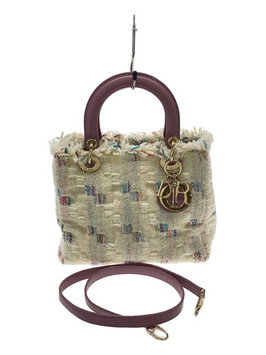 【中古】Christian Dior◆LADY DIOR/ハンドバッグ/ショルダーバッグ/2WAY/WHT/CD/ロゴ【バッグ】 【中古】Christian Dior◆LADY DIOR/ハンドバッグ/ショルダーバッグ/2WAY/WHT/CD/ロゴ【バッグ】