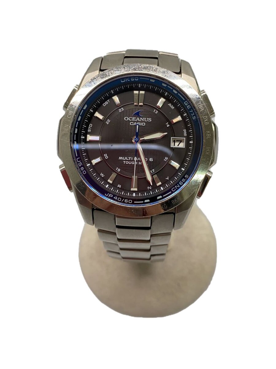 【中古】CASIO◆ソーラー腕時計/アナログ/ステンレス/ブラック/シルバー/0CW-T100【服飾雑貨他】