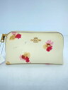 【中古】COACH◆フローラルコスメポーチ/?ーチ/レザー/CRM/花柄/F65349【バッグ】