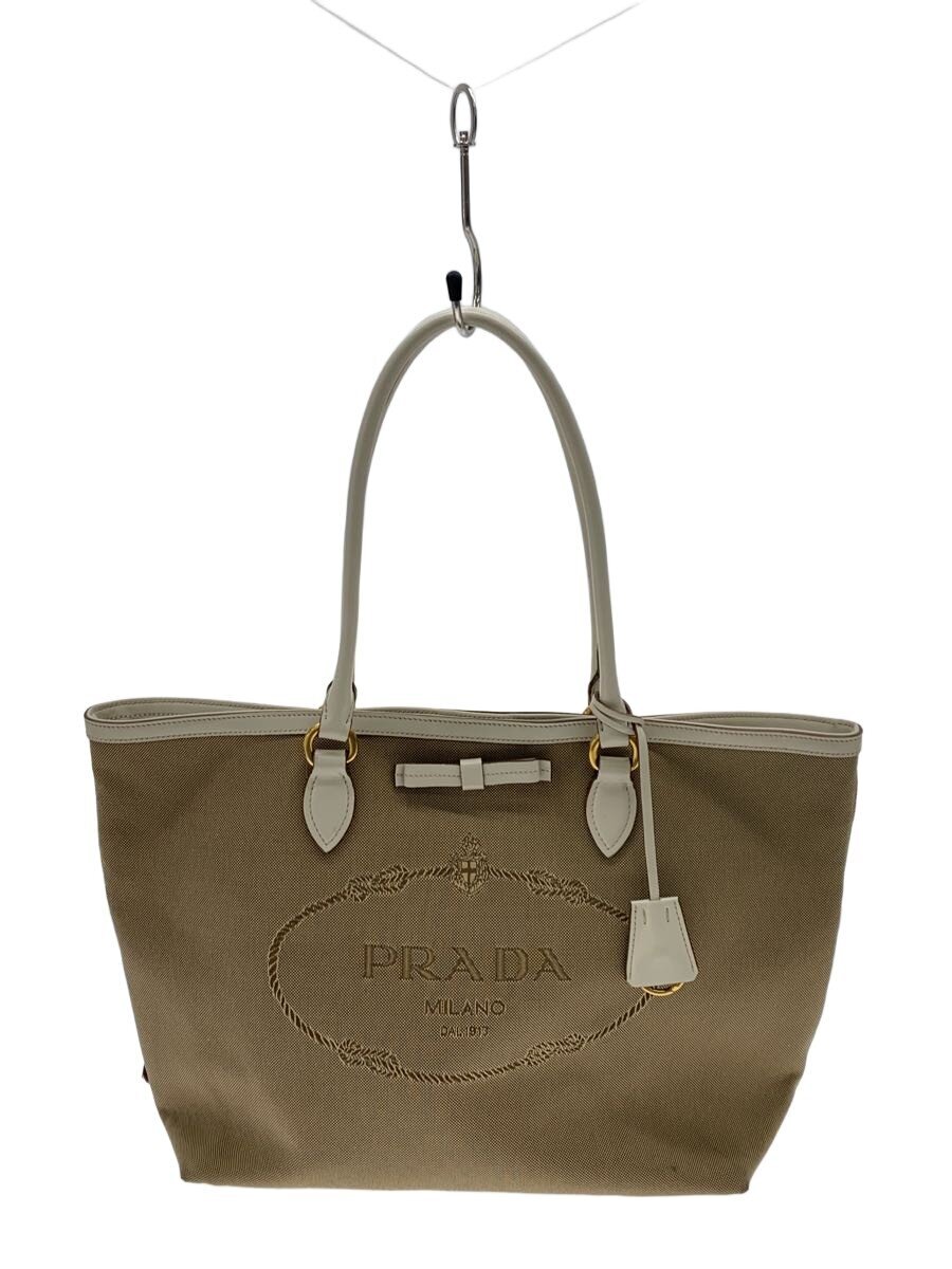 【中古】PRADA◆トートバッグ/--/BEG/1BG158//【バッグ】
