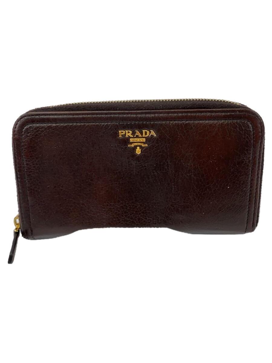 【中古】PRADA◆長財布/レザー/BRW/レディース【服飾雑貨他】