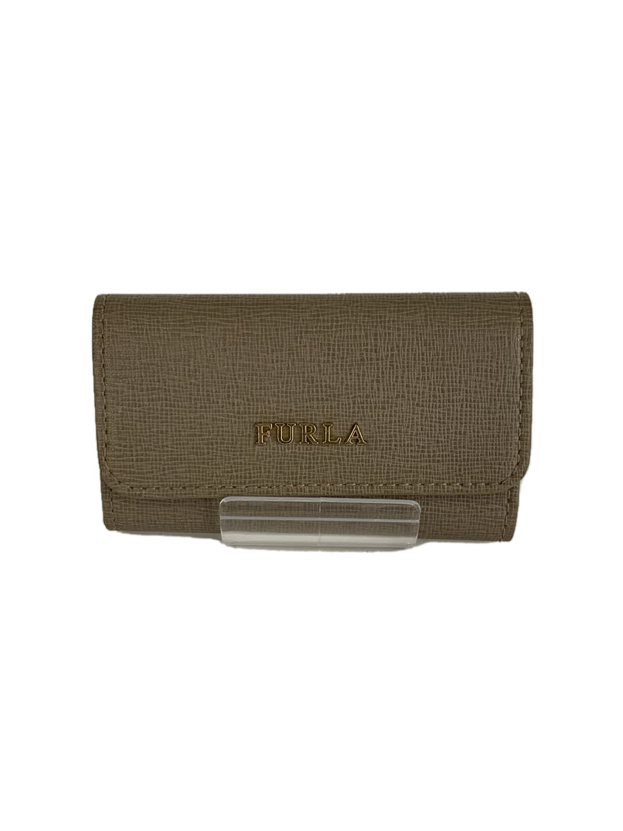 【中古】FURLA◆キーケース/PVC/BEG/無地/レディース【服飾雑貨他】