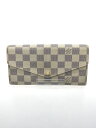 【中古】LOUIS VUITTON◆ポルト・フォイユ・サラ_ダミエ・アズール_WHT/PVC/WHT/メンズ【服飾雑貨他】