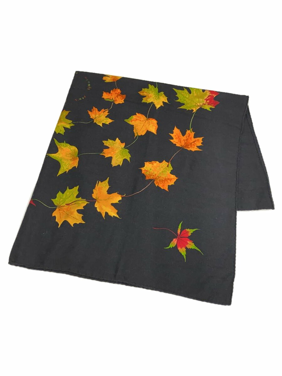 楽天2nd STREET 楽天市場店【中古】HERMES◆カレ/紅葉/ストール/コットン/BLK/総柄/メンズ【服飾雑貨他】