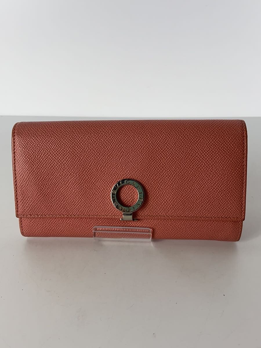 【中古】BVLGARI◆角スレ有/長財布/レザー/PNK/無地/レディース【服飾雑貨他】