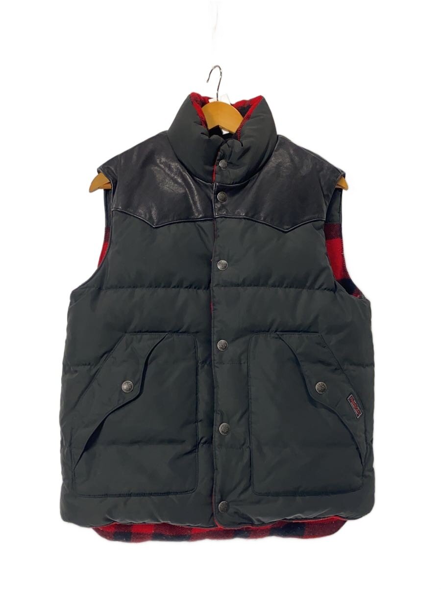 【中古】POLO RALPH LAUREN◆リーバーシブル/牛革/ダウンベスト/M/ポリエステル/BLK/チェック/MNBLOTWM5F000【メンズウェア】