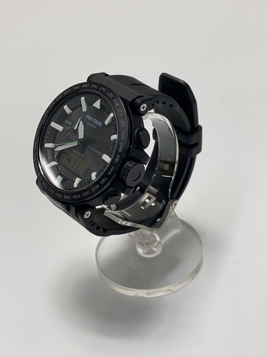 【中古】CASIO◆ソーラー腕時計/デジアナ/ラバー/BLK【服飾雑貨他】 2