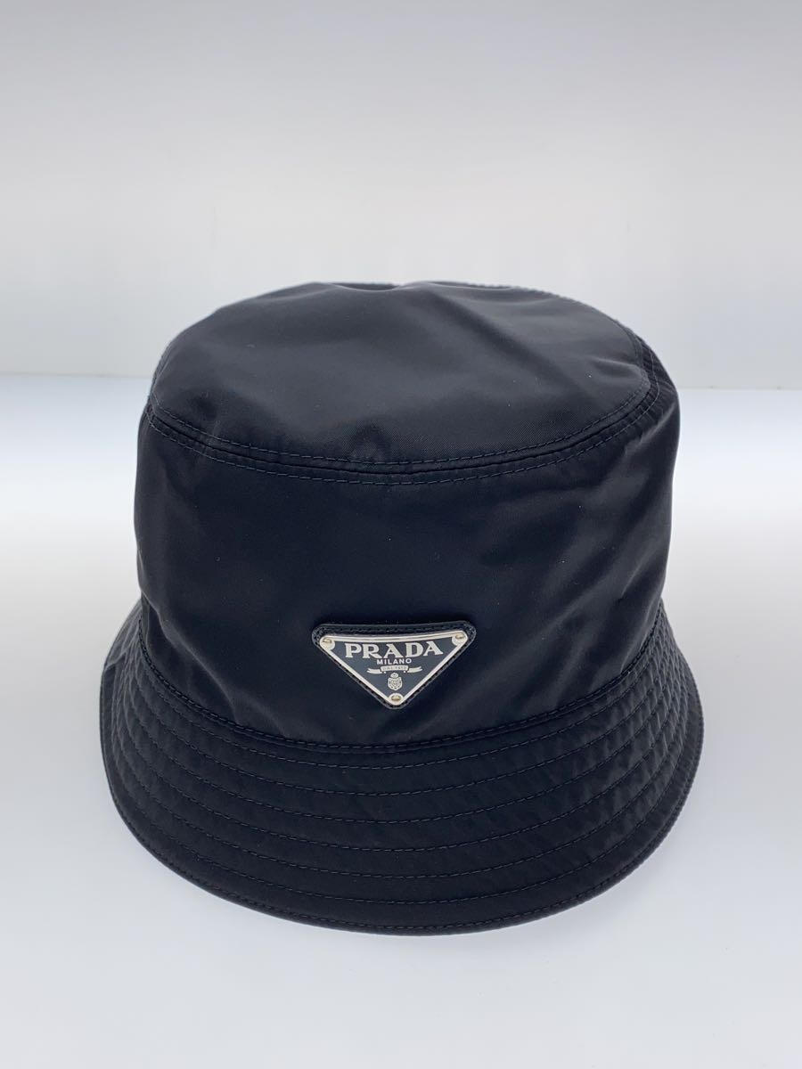 【中古】PRADA◆バケットハット/M/ナイロン/BLK/メンズ/1HC137/ブラック/黒【服飾雑貨他】
