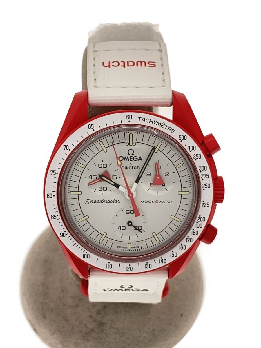 【中古】OMEGA◆OMEGA×SWATCH_ムーンスウォッチ_ミッショントゥザマーズ_QZ_CE/ナイロン_42mm/アナログ/W【服飾雑貨他】