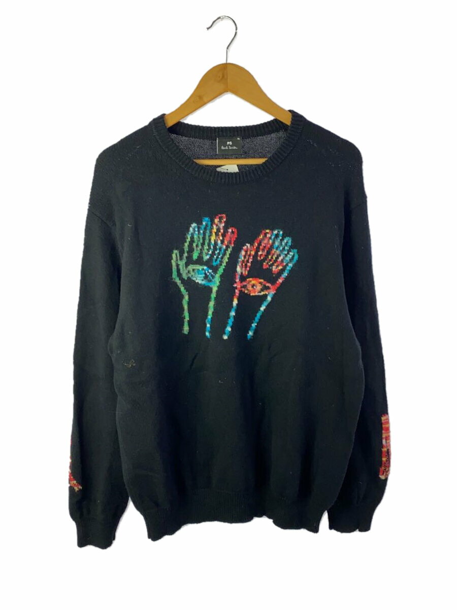 【中古】Paul Smith◆ニット・セーター(厚手)/XL/コットン/BLK/無地/PY-NR-74113【メンズウェア】