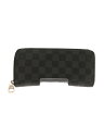 【中古】LOUIS VUITTON◆ジッピー・ウォレット・ヴェルティカル_ダミエ・グラフィット_BLK/PVC/BLK/メンズ【服飾雑貨他】