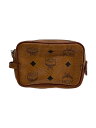 【中古】MCM◆ポーチ/レザー/CML/総柄/ヴィセトス柄ポーチ/塗料汚れ【バッグ】