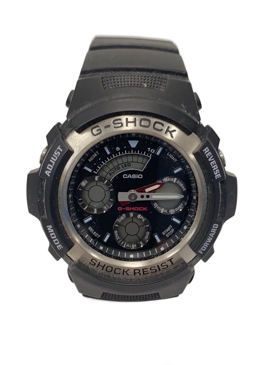 【中古】CASIO◆腕時計/デジアナ/ラバー/BLK/BLK/AW-590//【服飾雑貨他】