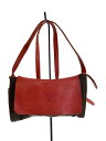 【中古】IL BISONTE◆ショルダーバッグ/レザー/RED/無地【バッグ】